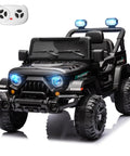 Awesome 12V Kids Electric Ride On Truck With Remote Control Dual 35W Motors, black design, LED lights, rugged wheels