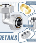 Six Pack Three Quarter Inch Elbow Air Piping Fittings Brass Nickel Plated For Shop Compressed Air Line System Durable Corrosion Resistant