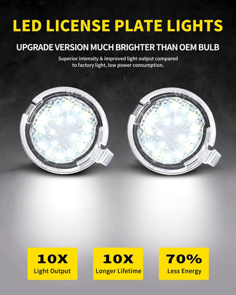 Ford LED Side Mirror Puddle Lights Kit With Mirror Signal Indicator For F150 Edge Expedition Flex Taurus Explorer Replacement Accessories Pack Of 2 Plug N Play, showing two bright round LED lights.