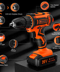 20V Cordless Drill Set for Home DIY, Includes Two 2.0Ah Batteries and Fast Charger, Three Eighth Inch Keyless Chuck, 370 Inch-Pound Torque