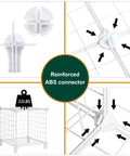 Reinforced ABS connector detail and assembly for wire cube storage organizer with 12 metal cubes bookshelf and closet storage unit portable.