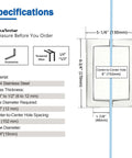 Specifications for Back-To-Back Replacement Handles, 6 Inch Square Shower Door Pulls, Chrome Finish, 304 Stainless Steel, Fits 1/4 to 1/2 Inch Glass
