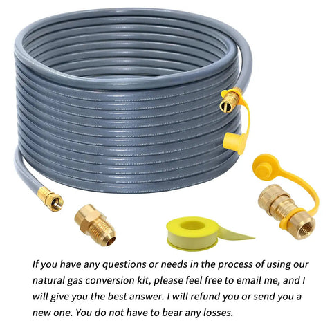 Heavy Duty 48 Ft Natural Gas Hose Extension Kit with Half Inch Quick Disconnects and Brass Adapters, Flexible Gas Line