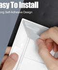 Heavy Duty Self Adhesive Access Panel 8X8 Drywall Hole Cover installation process, showing strong self-adhesive backing being peeled off.