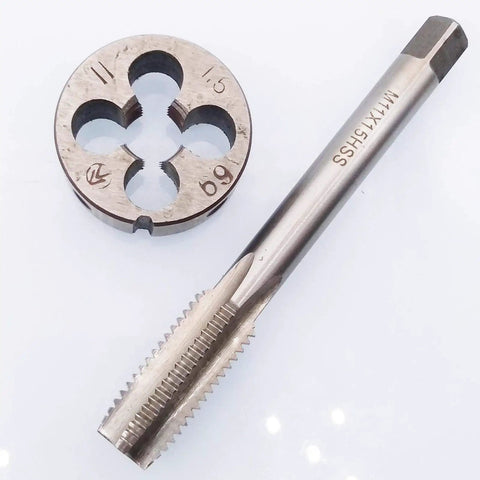Metric M11 x 1.5mm Tap and Die Set For Right Hand Threads Pro Grade High Speed Steel HSS Tool Kit With 84mm Tap And 30mm Die OD 11mm Head Includes 1 Tap And 1 Die Ready To Use