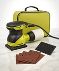Top Shelf Corded Detail Sander With Rock Solid 2 Amp Motor and Super Smooth Orbit Design, sanding pads and bag included.