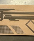 Box of Zelos 22 Caliber PCP Pellet Gun Air Rifle With 20 Round Rotary Magazine shown in black print on brown packaging