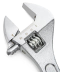 Close-up of Four Piece Adjustable Crescent Wrench Set With 6 8 10 12 Inch Wrenches Made From CRV Steel, Heat Treated And Chrome Plated