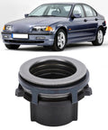 Heavy Duty Clutch Release Bearing Assembly Smooth Shifting Auto Replacement Part with a BMW in background.
