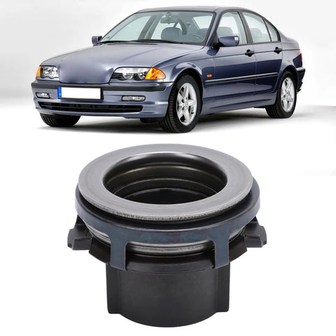 Heavy Duty Clutch Release Bearing Assembly Smooth Shifting Auto Replacement Part with a BMW in background.