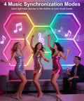 RGB Hexagon Garage Lights 240W 24 Pack LED Honeycomb Ceiling Lights With Music Sync And App Control in living room scene