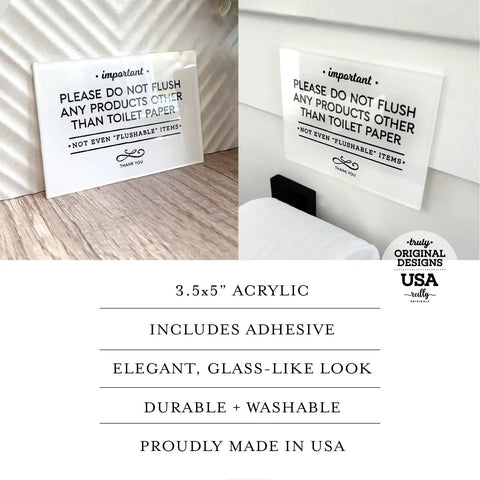 Cool Designer Acrylic Bathroom Sign 3.5 By 5 Inches With Strong Removable Adhesive Washable Premium Gloss Finish displayed on wall