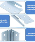 Heavy Duty Trailer Wood Sides Brackets Tailgate Bulkhead Corner Connectors Vehicle Bed Rail Hardware Right Angle Latch Rack Pieces solid steel bracket with galvanized coating, showing durability and mounting holes.