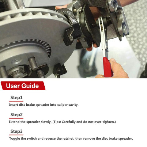 Using the 4 In 1 Universal Disc Brake Caliper Compression Tool With Four Caliper Hangers for brake pad replacement.