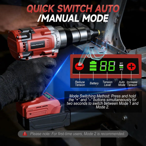 Cordless Rivet Nut Gun For Milwaukee 18V Power, No Battery Included, Brushless Electric Tool For DIYers; quick switch mode