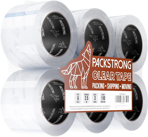 Industrial Grade Clear Packing Tape 6 Roll Pack With 110 Yards Per Roll 3 Inch Wide 2.5 Mil Thick Acrylic Adhesive Tough As Nails Heavy Duty Sealing Tape Built For Moving Shipping Boxes And Storage