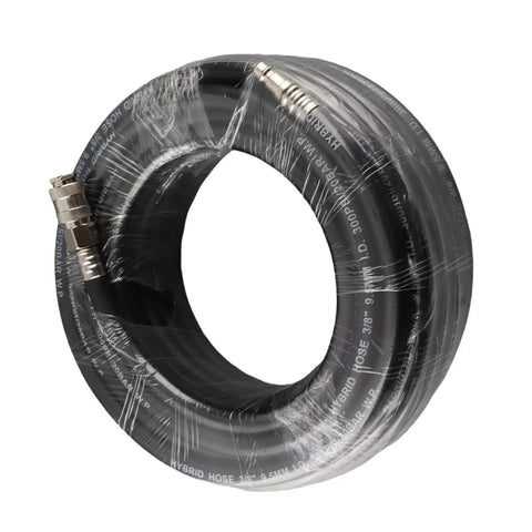 Heavy Duty Flexible Rubber Pneumatic Air Hose Kit 15 Meter Length 900 PSI Burst 5 Piece Compressor Accessory Set With Arrow Storage Case Fittings For Air Compressor Use On Projects Inside Garage Or Shop Top Tier Solid Gear Built To Last Forever coiled rubber air hose with fittings