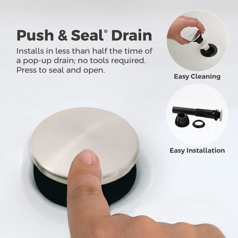 Push and seal drain for the Single Handle Waterfall Bathroom Sink Faucet For Three Hole Vanity Install With Spot Defense Brushed Nickel Finish