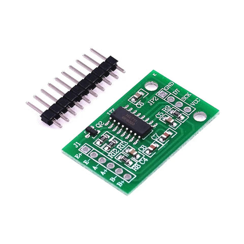 Digital Load Cell Weight Sensor With HX711 Weighing Breakout Board For Arduino DIY Projects 5Kg Capacity Portable Kitchen Scale Module Easy Plug N Play High Precision 24 Bit ADC, green PCB with header pins