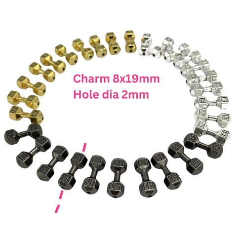 Dumbbell Charm Beads For Jewelry Making Pack Of 30 Multicolor Alloy DIY Spacer Charms Pendant Engraved Live Lift