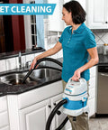 Person using 1.5 Gallon 2.0 Peak HP All Around EZ Wet Dry Vacuum 3 In 1 Portable Compact Shop Vacuum for kitchen sink cleaning