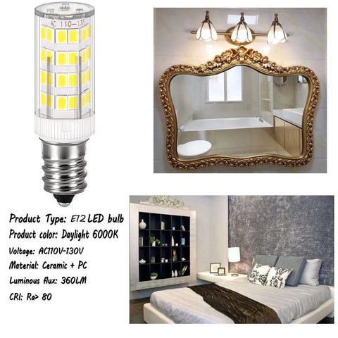 4W LED Light Bulb 40W Equivalent E12 Candelabra Base Non Dimmable Daylight 6000K Clear Glass 2 Pack in living room and bathroom