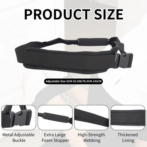 Door Mount Hamstring Curl Strap with extra large foam stopper, adjustable size, and thick neoprene padding for leg training