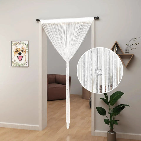 Beaded Curtain For Doorways With Crystal Beads 39 By 79 Inches White Room Divider Curtain for Bedroom Closet Doorway Decor.
