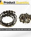 Smooth Upholstery Nailhead Trim Tape 8 Meter Glossy Bronze Decorative Strips with Easy Push Nails for sofa, shown with tacks.