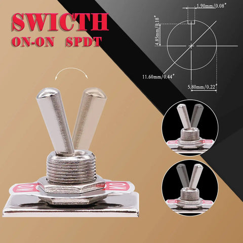 Heavy Duty Rocker Toggle Switch Pack Of 3 16A 250V AC SPDT On On with metal boot cap in detailed view
