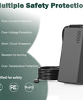 100W USB C Laptop Charger With Universal Compatibility For Laptops Tablets And All USB C Devices Delivers Fast Charge On The Go For Home Office Travel Gaming And Everyday Use, black charger with safety icons