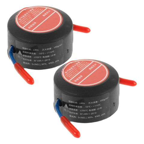 2 Pack Straight Up Automatic Aerosol Fire Extinguisher Car Engine Heat Killer No Sweat Emergency Kit, black canisters with red handles.