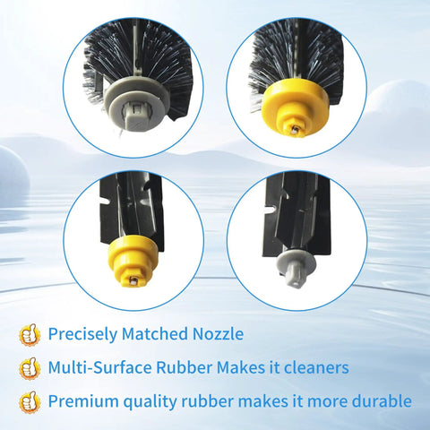 Replacement Parts Kit For Roomba 600 Series Vacuum Cleaner With Bristle Beater Brush details in yellow and gray tones