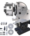 Rock Solid 8 Inch Adjustable 0 To 90 Degree Rotary Indexing Head With 3 Jaw Chuck And Tailstock Kit, precision tool for CNC milling.