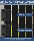 Beefy Weld On Hinges Three Piece Set 4 By 4 Inches Weldable Butt Hinges For Gates Garage Doors And Trailers 4.5mm Thick Load Up To 1000lbs Ideal For Industrial Gates And Heavy Duty Doors In Farm Warehouse And Trailer Setups., weld-on hinge installation on gate with no loose fasteners