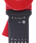 Digital Clamp Ground Resistance Meter 200 Ohm Plus Edition, red clamp meter with LCD and hold button
