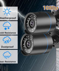 Weatherproof cameras from Four Camera 5MP PoE Security Kit With Night Vision And AI Motion Detection For People And Vehicles, 4K NVR