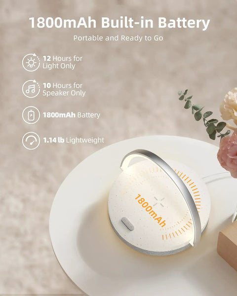 Top view of 4 In 1 Bedside Lamp With Bluetooth Speaker Dimmable Night Light Charging Station And Phone Holder.
