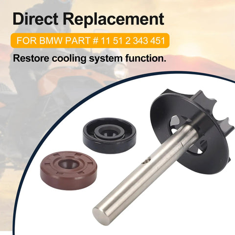 BMW Water Pump Repair Kit For F650GS G650GS With Impeller Shaft And Seals Direct Replacement For F650 Funduro F650GS F650ST And G650 Models Replaces OEM Part 11 51 2 343 451, showing impeller shaft and seals detail