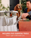Gardener Two Point Zero Folding Seat With Tools All In One Portable Garden Stool With Detachable Storage Tote