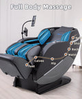 4D Massage Chair For Home Relaxation With Full Body Zero Gravity Recliner And 55 Inch SL Track Body Scan 12 Auto Modes Heat Bluetooth App Control Wireless Charging A303C Black featuring labeled massage zones