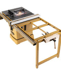 Heavy Duty 10 Inch Table Saw With Rolling Workbench, 50 Inch Rip Capacity, 5 Horsepower 3 Phase Motor, Digital Readout Plus Cast Iron Trunnion A Real Shop Beast showing cutting surface and adjustable fence.