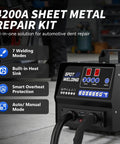 Powerful Auto Body Dent Repair Kit With 4200A Stud Welder, 7 Welding Modes, Auto And Manual Weld, Overheat Protection Display