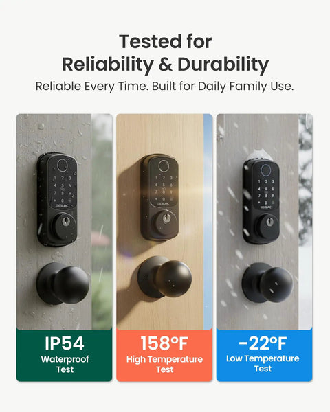 Dead Simple Biometric Fingerprint Smart Door Lock With Dual Knobs, Child Safe Privacy Entry, Quick Install Auto Latch For Bedroom Doors No Fuss Setup Total Day To Day Ease