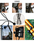 30 Pack 6 Inch Black Bungee Balls Heavy Duty Tarp Tie Downs Cords in various uses including tying tarps, cables, and tent poles