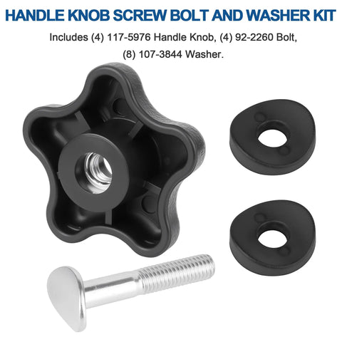 4 Pack Handle Knob And Screw Bolt Washer Kit For Lawn Mowers Snow Blowers And Recycler TimeMaster Replacement Parts Includes 92 2260 106 4161 107 3844 117 5976 Value Pack Fits Various Models showing knob, screw, washers