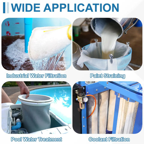Uxcell Nylon Mesh Liquid Filter Sock Bag In White, 80 Micron Precision used for industrial water filtration and pool water treatment.