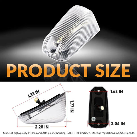 Product dimensions of Dodge Ram ProMaster Cab Roof Marker Lights White LED Clearance Running Lamps
