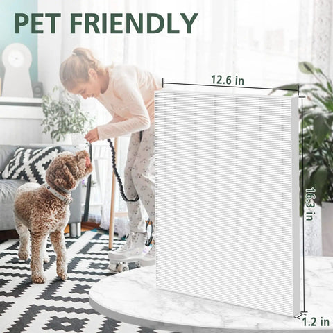 4 Pack Size 21 HEPA Replacement Filter A Compatible With Winix PlasmaWave Air Purifiers shown with pet-friendly home