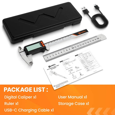 Rechargeable Digital Caliper With Power Display And USB C Charging 6 Inch Caliper With Large LCD Screen MM In Conversion Kit
